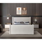 Elias Velvet Upholstered Queen Bed in Cream