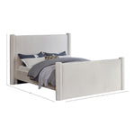 Elias Velvet Upholstered Queen Bed in Cream