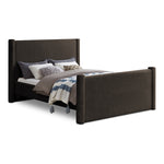 Elias Boucle Fabric Upholstered King Bed in Brown