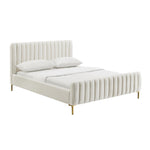 Angela Velvet King Bed in Cream