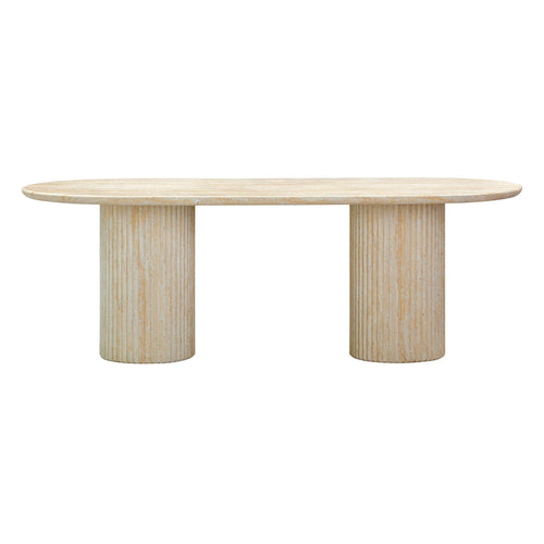 Brut Concrete 86" Oval Dining Table in Travertine
