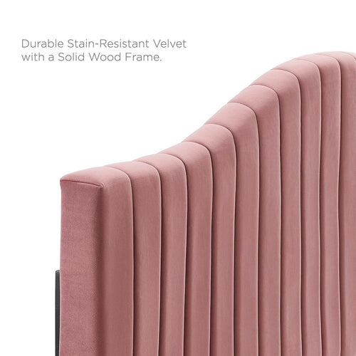 Juniper King Velvet Platform Bed with Wood and Gold Legs in Dusty Rose