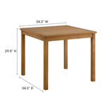 Vienna 34" Square Outdoor Teak Wood Dining Table in Natural