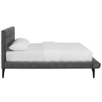 Julia Queen Velvet Biscuit Tufted Platform Bed in Gray