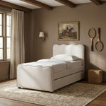 Gatsby Velvet Twin Trundle Bed in Cream