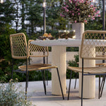 Parcino 47" Faux Terrazzo Concrete Round Dining Table in Terrazzo / Cream