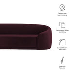 Contessa Curved Velvet Sofa in Mulberry