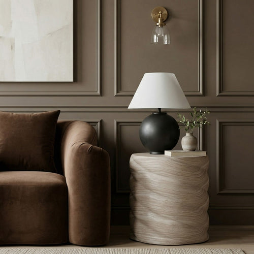 Marmet Concrete End Table in Travertine