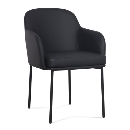 Sydney Vegan Leather Armchair - Set of 2 in Black