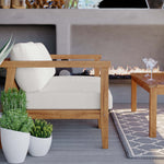 Bayport Outdoor Teak Wood 2-Seater Loveseat in Natural White