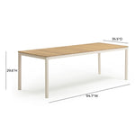Sardinia 95" Outdoor Rectangular Dining Table in Light Teak / Cream Legs
