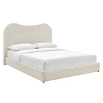 Seluna Boucle Queen Platform Bed in Pearl
