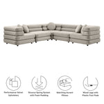 Jubilee 5-Piece Velvet Sectional Sofa in Almond