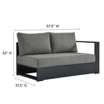 Tahoe 3-Piece Outdoor Aluminum Sectional Sofa Set in Gray Charcoal