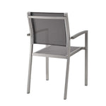 Shore Outdoor Aluminum Dining Chair Set of 2 in Silver Gray