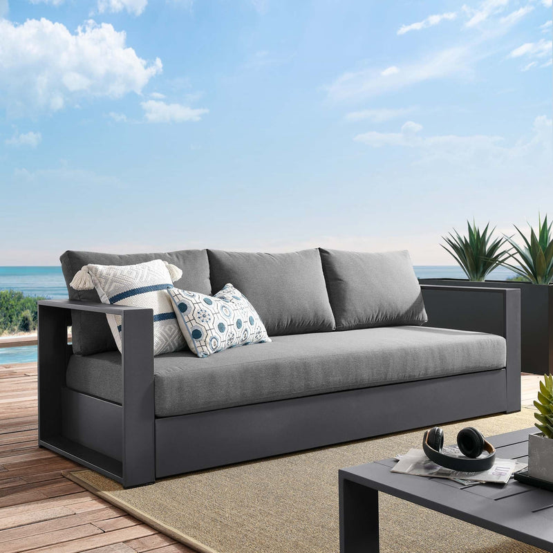 Tahoe Outdoor Aluminum Sofa in Gray Charcoal