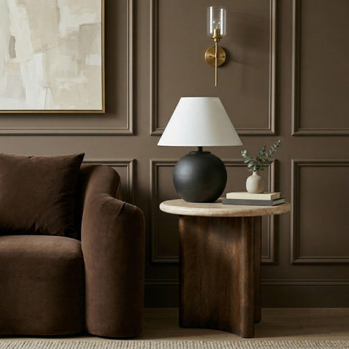 Pietra Travertine End Table in Brown