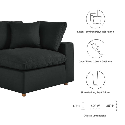Commix 7-Piece Down Filled Sectional Sofa in Black