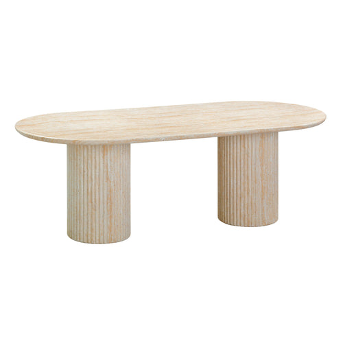 Brut Concrete 86" Oval Dining Table in Travertine