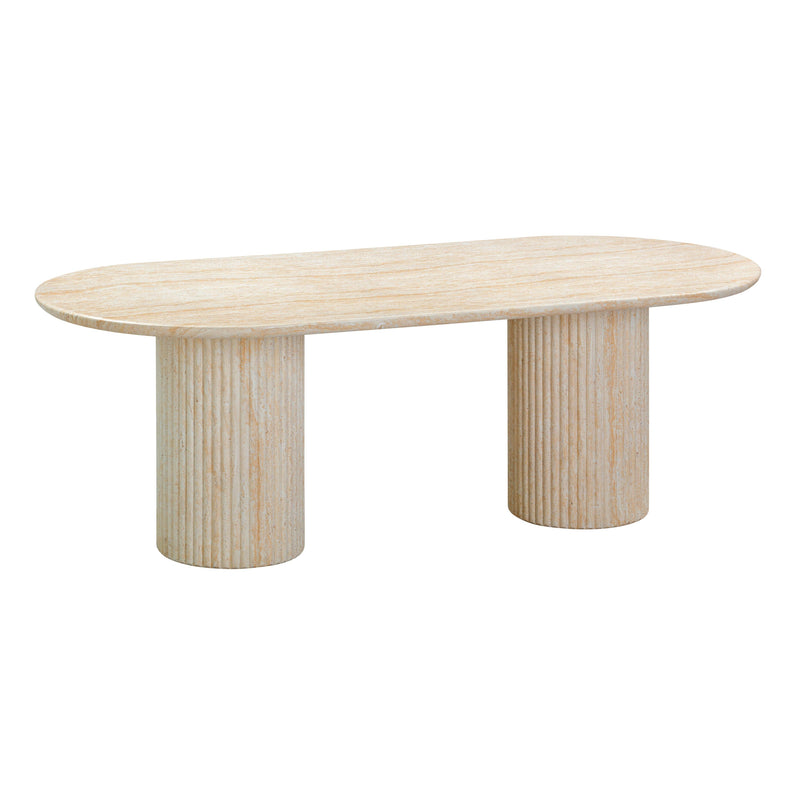 Brut Concrete 86" Oval Dining Table in Travertine