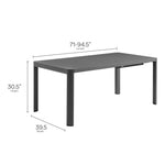 Tahoe Outdoor Aluminum Extendable Dining Table in Gray