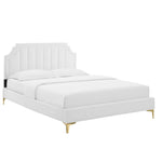 Sienna King Velvet Platform Bed in White