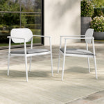 Aeris Stackable Outdoor Aluminum Dining Armchair Set of 2 in White