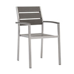Shore Outdoor Aluminum Dining Armchair in Silver Gray