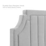 Sienna King Velvet Platform Bed in Light Gray