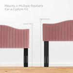 Juniper King Velvet Platform Bed with Wood and Gold Legs in Dusty Rose