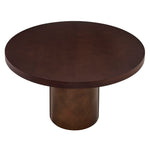 Annette 54 Inch Round Pedestal Dining Table in Dark Walnut / Burnished Brass