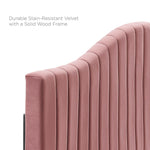 Juniper King Velvet Platform Bed with Gold Metal Legs in Dusty Rose