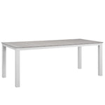 Maine 80" Outdoor Dining Table in White Light Gray