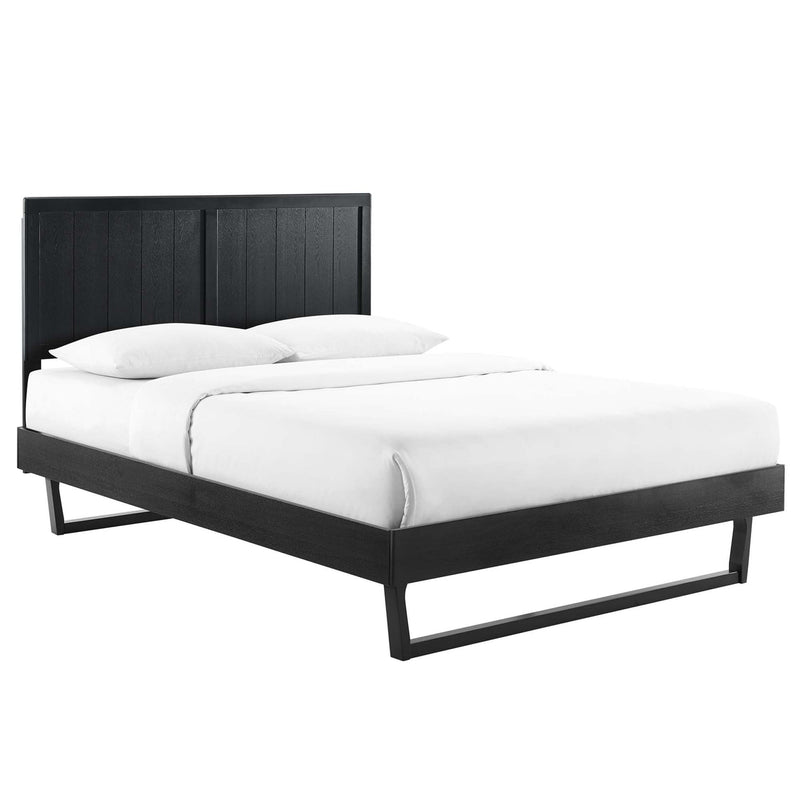 Alana King Wood Platform Bed with Angular Frame in Black