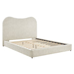 Seluna Boucle Queen Platform Bed in Pearl