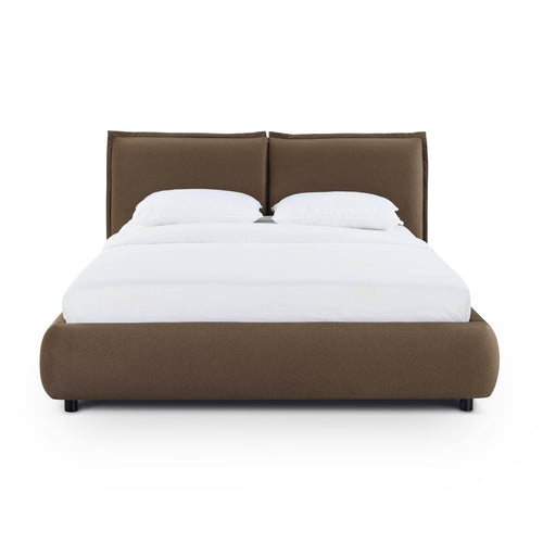 Mel Faux Mohair Velvet King Bed in Brown