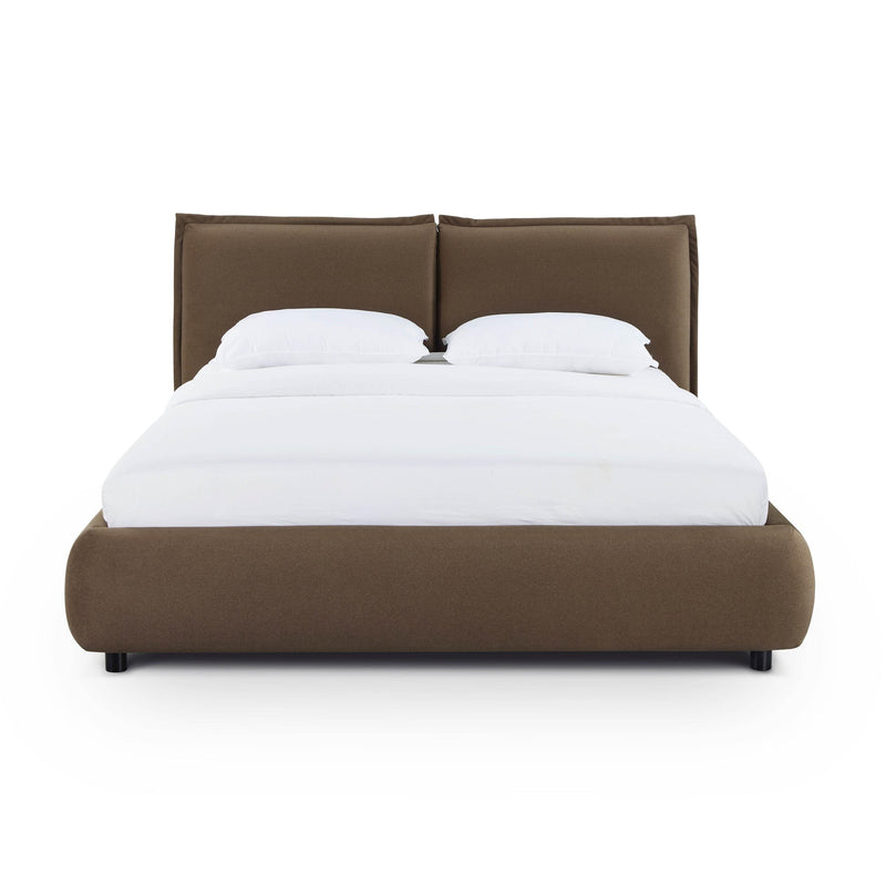 Mel Faux Mohair Velvet King Bed in Brown