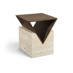 Opus Travertine End Table in Brown