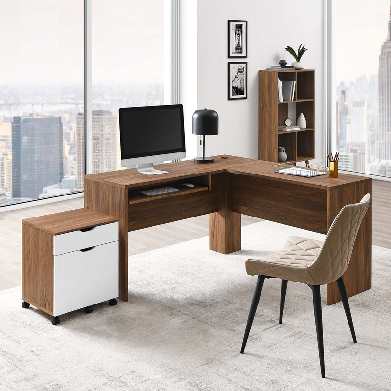 Envision Desk and File Cabinet Set in Walnut / White