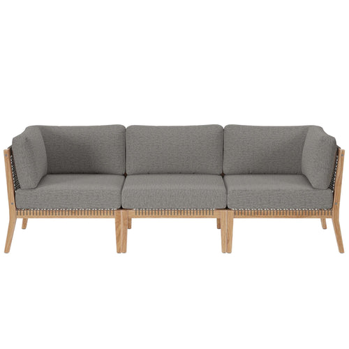 Clearwater Outdoor Teak Wood Sofa in Gray Graphite