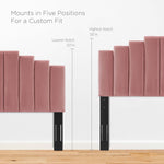 Elise Twin Velvet Channel Tufted Platform Bed in Dusty Rose