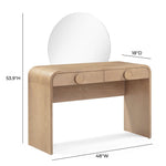 Moonrise 48" Natural Ash Vanity Desk with Mirror in Natural Ash