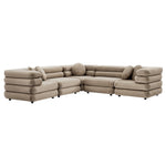 Jubilee 5-Piece Velvet Sectional Sofa in Taupe