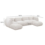 Arezza Chenille U-Chaise Sectional in Stone White