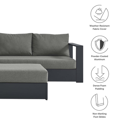 Tahoe 5-Piece Outdoor Aluminum Sectional Sofa Set in Gray Charcoal