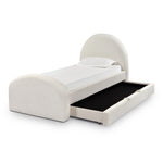 Moon Boucle Twin Trundle Bed in Cream