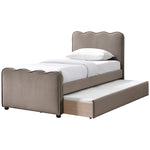 Gatsby Velvet Twin Trundle Bed in Taupe