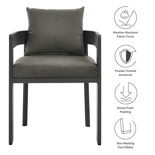 Tahoe Outdoor Aluminum Dining Chair in Gray Charcoal