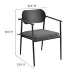 Aeris Stackable Outdoor Aluminum Dining Armchair Set of 2 in Charcoal