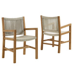 Vienna Outdoor Teak and Rope Dining Armchairs Set of 2 in Natural Natural